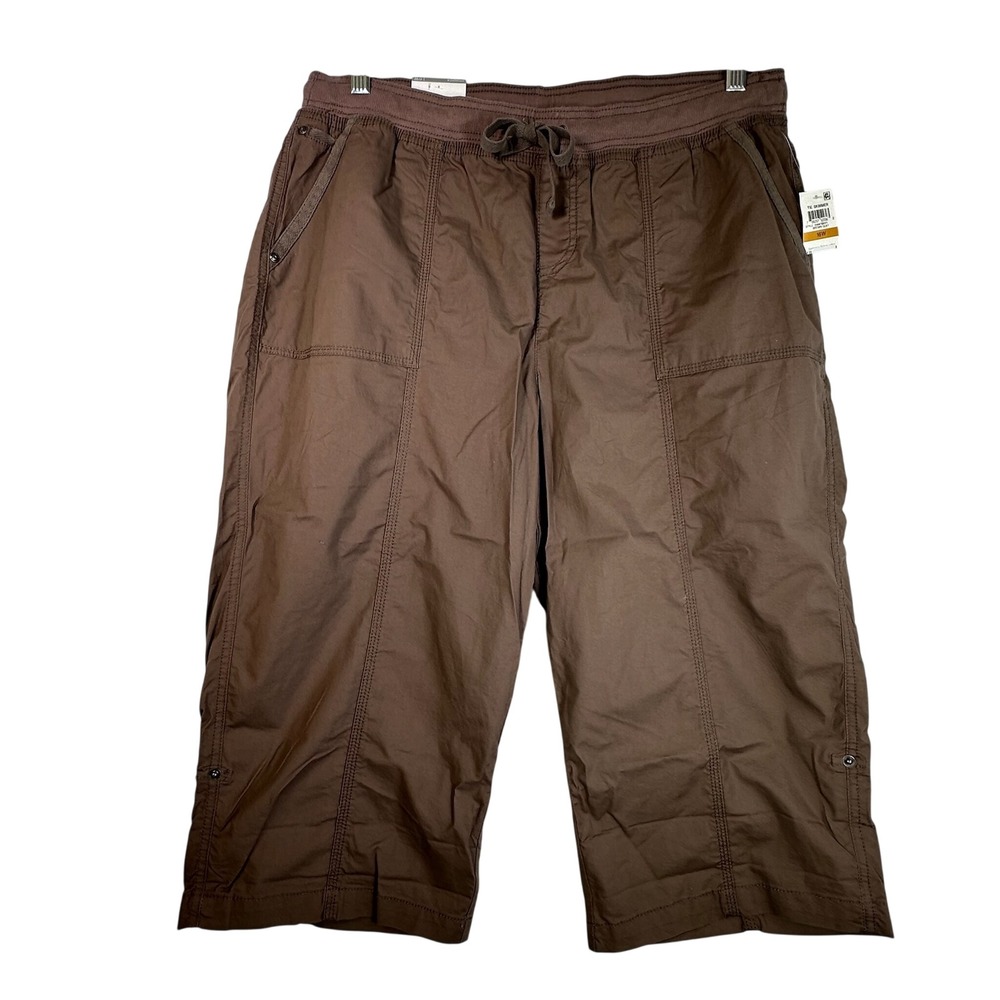 Style & Co Woman Brown Clay Tie Skimmer Pants 16W Mid Rise Comfort Waist NEW